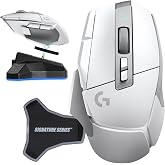 Logitech G502 X Lightspeed Wireless Gaming Mouse, White | Hero Sensor, 25,600 DPI, 13 Programmable Buttons, LIGHTFORCE Switches, Onboard Memory, PC/Mac | with Signature Series Charging Dock