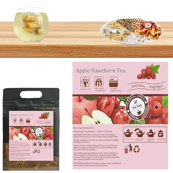 APPLE HAWTHORN 25 TEABAGS HERBAL TEA | 100% NATURAL AID BLEND | RELIEVE OCCASIONAL STOMACH DISCOMFORT. (1 PACK/25 BAGS, APPLE)