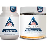 Ayush Herbs Carditone 60 Serving &amp; CoCurcumin 5.2 Oz Jar Supplements