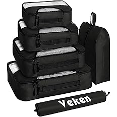 8 Set/6 Set of Various Colored Packing Cubes in 4 Sizes (Extra Large, Large, Medium, Small), Veken Packing Cubes for Travel A
