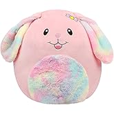 Mushymallow 20-Inch Bunny Large Rabbit Plush Pillow with Rainbow Belly Soft Jumbo Bunny Plush Toy Giant Cute Hugging Stuffed Animal Birthday Easter Gifts for Kids Adults