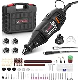 GOXAWEE Mini Power Rotary Tool Kit with Flex Shaft &amp; Keyless Chuck -140Pcs | 5 Variable Speed Corded Electric Rotary Tools Set for DIY Crafts &amp; 3D Prints Sanding Engraving Cutting Grinding Polishing