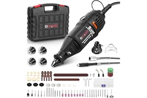 GOXAWEE Rotary Tool Kit with MultiPro Keyless Chuck and Flex Shaft -140pcs Accessories Variable Speed Electric Drill Set for Handmade Crafting Projects and DIY Creations