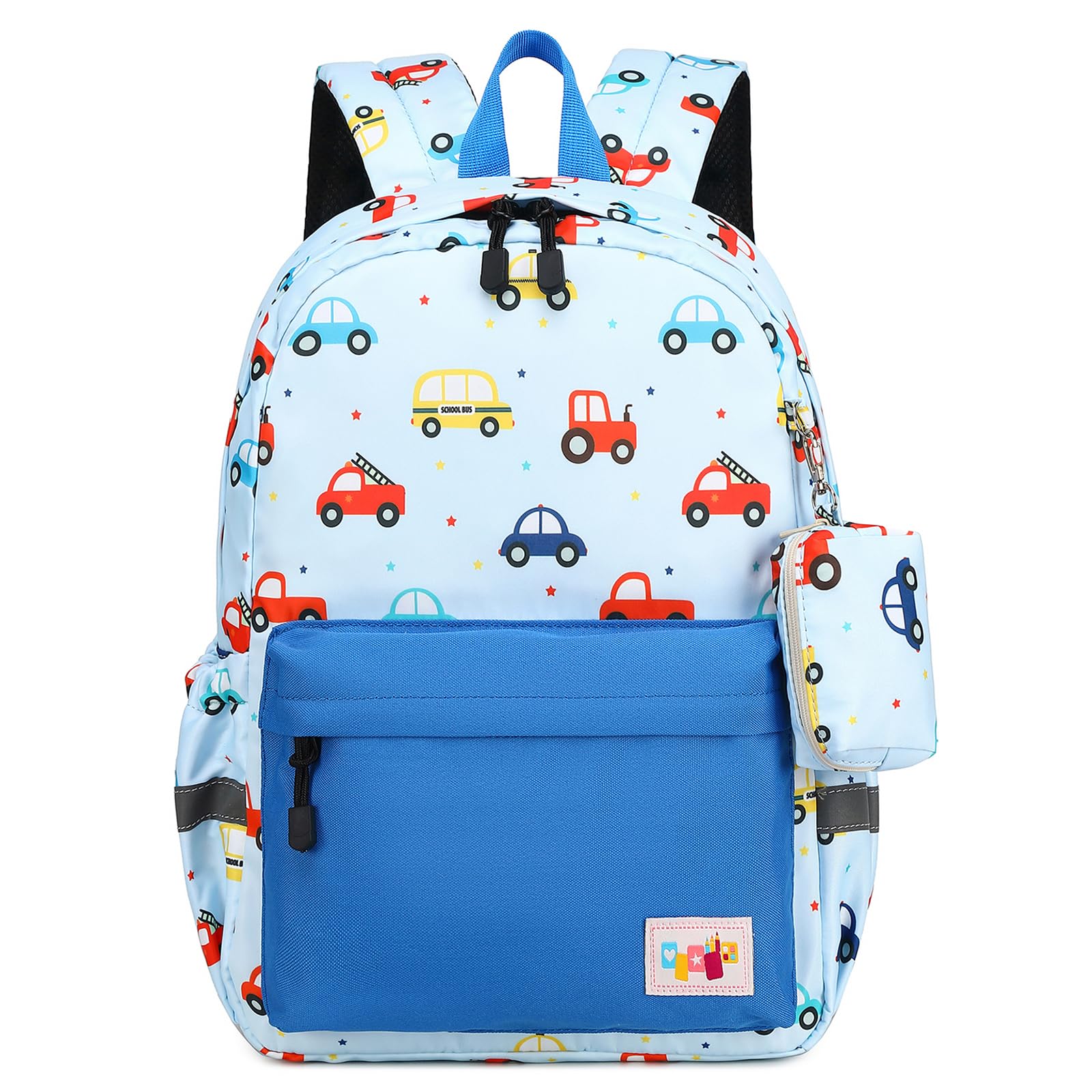 Photo 1 of mygreen Toddler Backpack Car Colorful School Bus Kids Backpack for Boys and Girls Cute Bus Preschool Bag Kindergarten Schoolbag With Chest Strap Light Blue