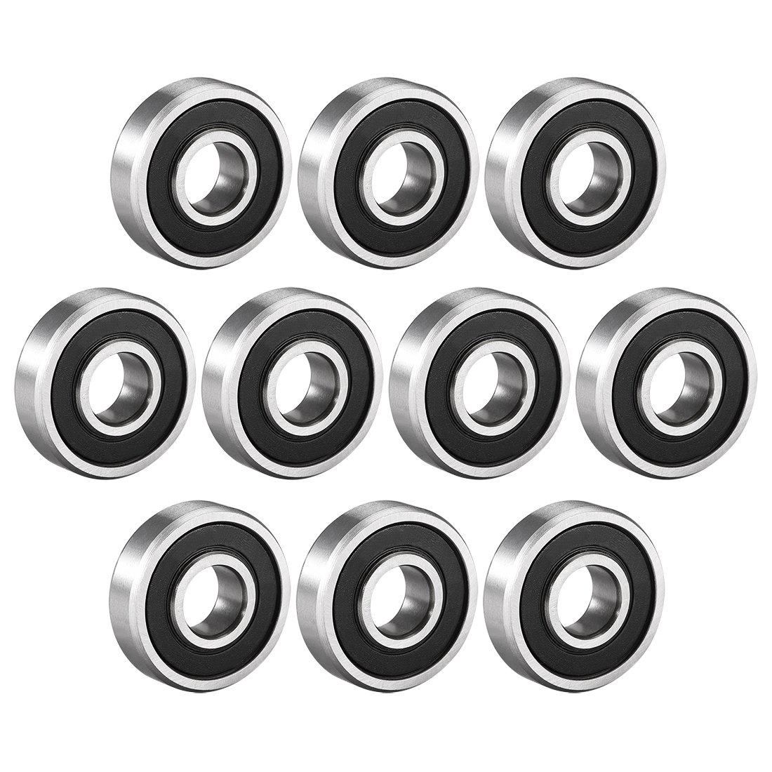 sourcing map 609-2RS Deep Groove Ball Bearing Double Sealed 180019 9mm x 24mm x 7mm High Carbon Steel Z1 Bearings (Pack of 10)