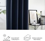 Deconovo Soft Solid Thermal Blackout Curtains Navy Blue 2 Panels 55x69 Eyelet view 6
