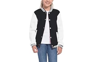 Mowbeat Kids Baseball Jacket Girls Bomber Jackets Boys Varsity Coats Top for Girl Sports Track Outerwear