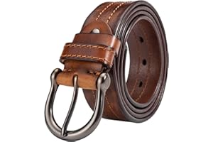 HOLMANSE Italian Full Grain Leather Belt Men Western Cowboy Belt for Jeans 1.5 Wide 7 Holes Gift Box Packaging
