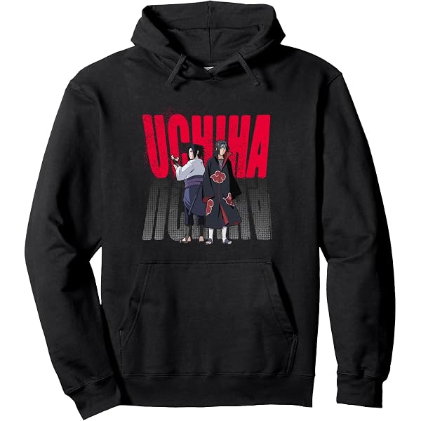 Naruto Shippuden Sasuke Uchiha Sweat-shirt noir pour homme, Noir/blanc, Petit