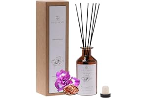 BOLIYVAN Sandalwood Iris Reed Diffuser 5 oz Natural Diffuser Sticks Sets with Aromatherapy Diffuser Oils Scentsicles Scented Sticks for Home Fragrance Bathroom, Bedroom and Fragrance Gifts