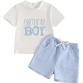 Frietlebird Toddler Baby Boy Girl First Birthday Outfit Short Sleeve Shirt Plaid Shorts Sets Summer Birthday Clothes 2Pcs