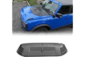 FREEMOTOR802 Front Hood Bonnet Scoop Cover, Fits 2021-2025 Ford Bronco 2/4 Door (Except Raptor), ABS Non-Functional Bonnet Hood Engine Lid Cover Trim Bodykit Replacement (Sanded Black/1PC)
