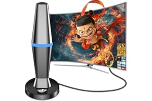 DGUPSP Digital TV Antenna for Smart Tv Indoor TV Antenna for Tv Without Cable with Strong Magnetic Base, 360° Reception HD Antenna for TV Indoor 4k -10FT Long Cables (Blue-V15601)