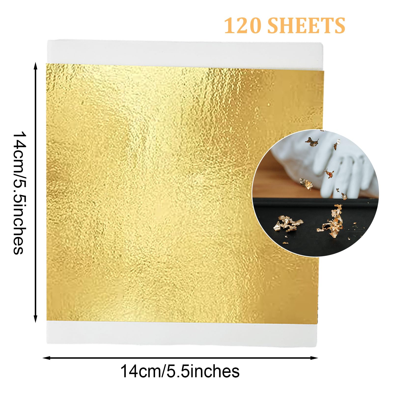 REDANHA 120PCS Gold Leaf Sheets, Multipurpose Art Gold Foil Sheets for Gilding Crafting, Painting, Sculpture, Art Decoration, 5.5 by 5.5 Inches