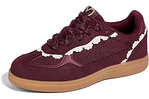 LUCKY STEP Kids Lace Detail Fashion Retro Sneakers Girls Casual Gum Rubber Sole Dual Laces Walking Running Shoes for Big&Little Kid and Toddler