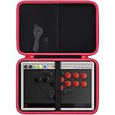 co2CREA Carrying Case Compatible with 8BitDo All-Button Arcade Controller (Black Case + Red Zipper)