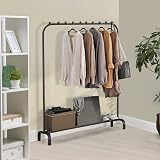 Holdfiturn Clothes Rail Metal Garment Rack with Bottom Shelf Black view 5