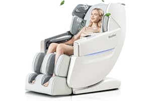 iBooMas SL Track Massage Chair, AI Voice Massage Chair Zero Gravity Full Body with Back and Foot Heating,Thai Stretching,Shortcut Key,Auto Scan,Negative Ions,Foot Rollers(White) R8603