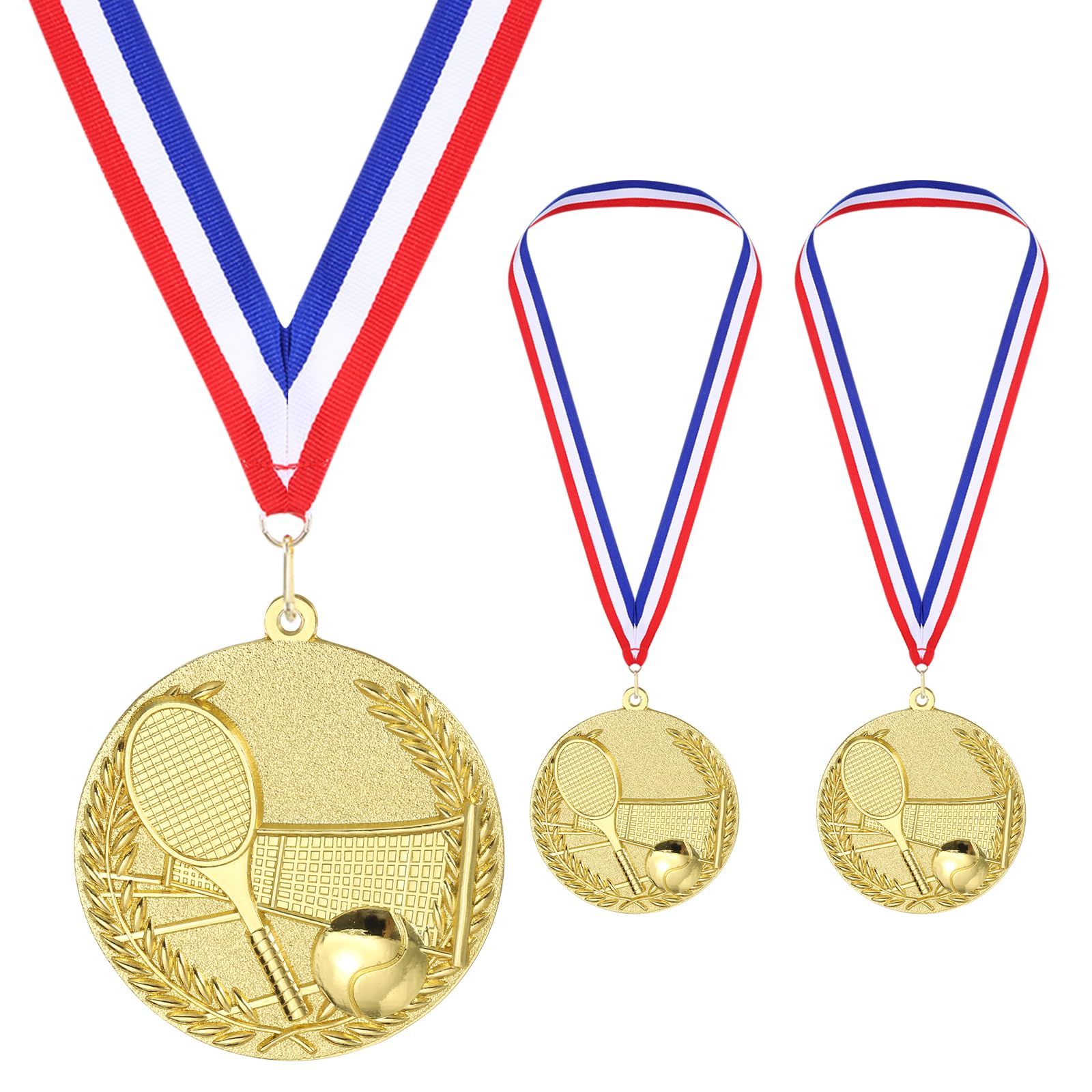 PATIKIL 2" Gold Table Tennis Medals, 5 Pack Table Tennis Award Medals with Ribbon Red White for Games Sports Competitions