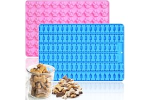 HKNMTT Mini Dog Paw Print Bone Shapes Dog Treat Molds Silicone 2-Pack 175 Cavities Small Baking Molds Oven Safe, Cookie Biscuit Candy Freezer Molds Homemade Dog Treats Kit Food Grade