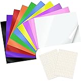SHARE&CARE Permanent Adhesive Vinyl Sheets (12 Packs, 12"x10") 10 Vinyl Sheets & 2 Transfer Tape Sheets for Party Decoration,