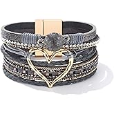 Long tiantian Boho Leather Wrap Bracelets Gifts Trendy Stuff Layered Bangles Bracelets for Women Modern Stackable Infinity Bracelets Bohemian Jewelry Gifts for Women Birthday Christmas Gifts Stocking Stuffers