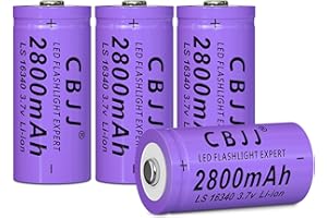 CWUU 16340 3.7V Rechargeable Battery, 2800mAh Battery Rechargeable Batteries for Flashlights, Headlamps & More, 4 Pcs