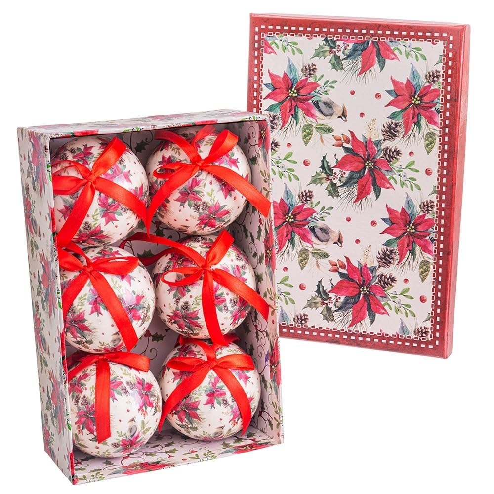 BigBuy Christmas Christmas Balls Multi-Coloured Paper Polyfoam Flower 7.5 x 7.5 x 7.5 cm (6 Units)