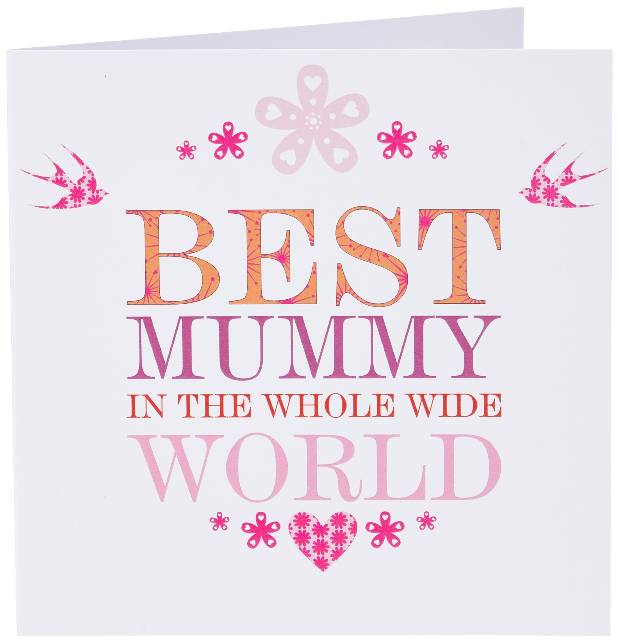 Claire Giles Greeting Cards, Happy Birthday Mummy Card, Pink Star and Flowers Design Birthday Greeting Card