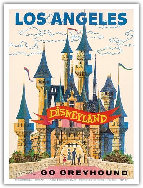 Amazon Com Los Angeles Usa Disneyland Go Greyhound Greyhound Bus Lines California Vintage Travel Poster C 1950s Master Art Print 9in X 12in Posters Prints