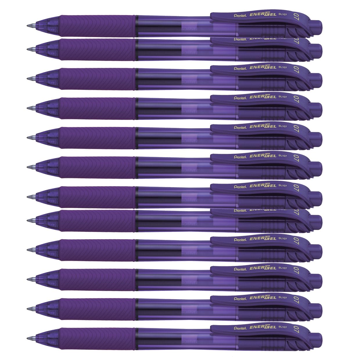 Pentel Energel-BL107-VX Tip Retractable Pen, 0.7 mm - Violet (Pack of 12)