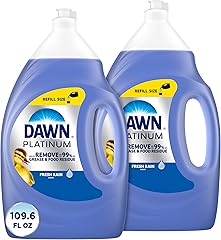 Dawn Platinum Dish Soap Liquid, Dishwashing Liquid, Grease Removal, Fresh Rain, 2x54.8oz Bundle