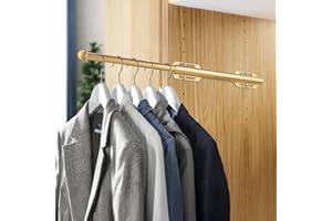 VANLONPRO Valet Rod for Closet Pull Out, 12" Adjustable extending closet rod, Standard Retractable closet rod organization rack, Valet Clothing Hanger Rods Extender for Wardrobe Laundry Bathroom (Orange Gold)