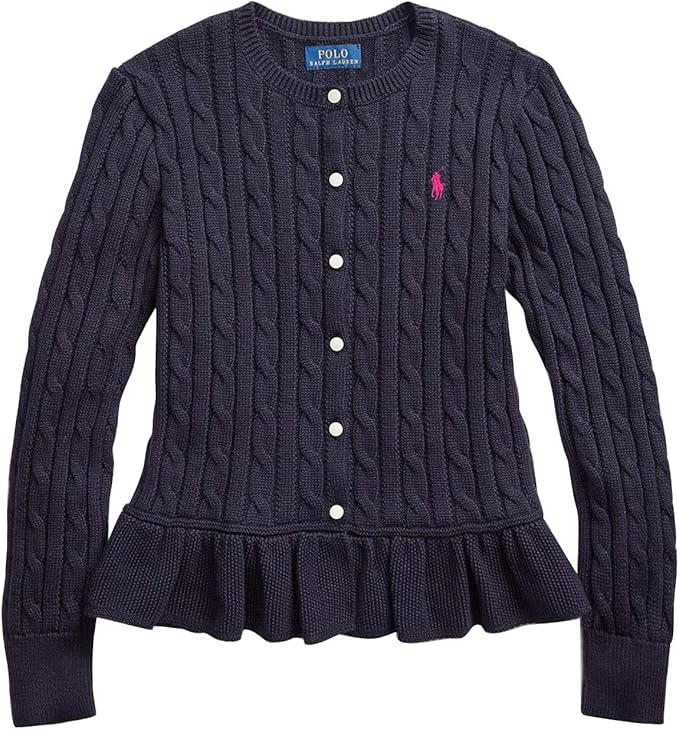 Amazon [POLO RALPH LAUREN (ポロラルフローレン)] 長袖 ケーブル コットン ペプラム カーディガン ガールズ