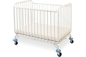 L.A. Baby Deluxe Holiday Mini/Portable Folding Metal Crib, White