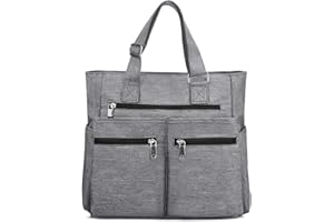 VOLGANIK ROCK Canvas Tote Bag Waterproof Nylon Multi Pocket Shoulder Bags Laptop Work Bag Teacher Purse Handbag for Women Men