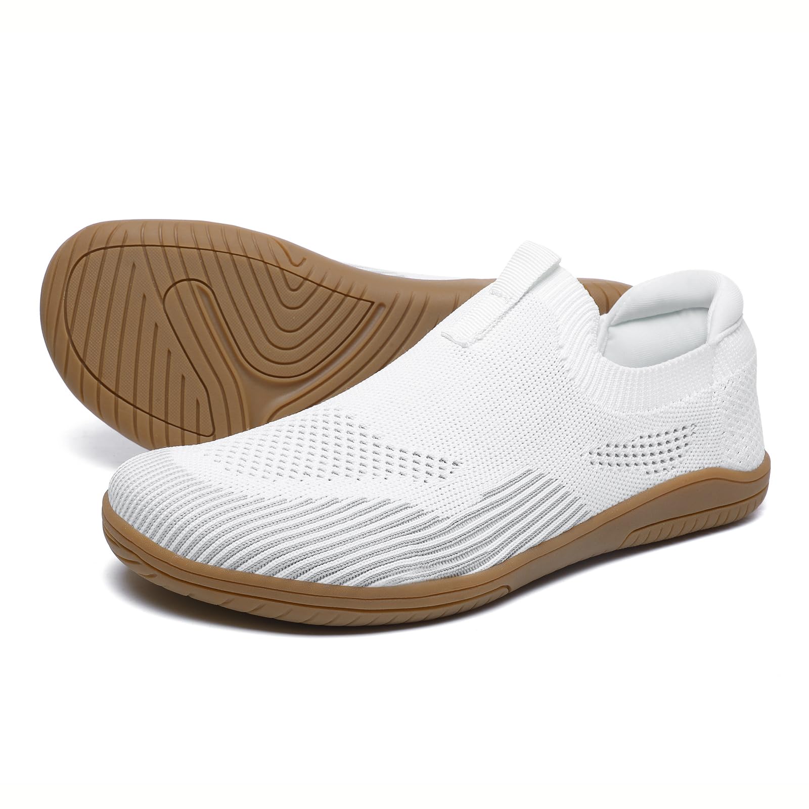 Photo 1 of HSQ Slip-on Barefoot Loafers Shoes Men Minimalist Wide Toe Zero Drop Casual Sneakers Breathable Lightweight for Walking Running All Day Wear White 10