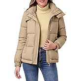 hathne Women's Cropped Puffer Jacket Coats Winter Zip Up Hooded Short Warm Padded Jacket Outerwear