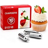 Whipped Cream Charger (10 Count) 8g N2O, Nitrous Oxide Cartridges | N20 Whipped Cream Chargers for Whipped Cream Dispenser, Compatible with Standard Whip Cream Maker for Culinary Use