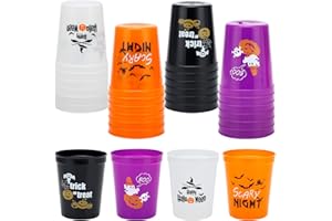 Ainibar Halloween Party Cups - Set of 20 Orange,White,Black and Purple 16oz Stadium Cups,Perfect for Halloween Party, halloween FavorsTrick or Treat Supplies