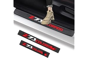 QZTYTY 4Pcs Car Door Sill Protector Reflective 4D Z71 Carbon Fiber Leather Sticker Door Entry Guard Stickers Scuff Plate Stickers for Colorado