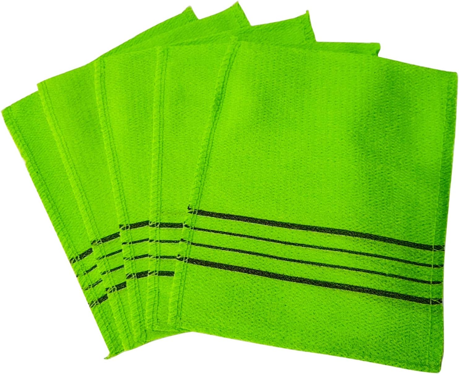 Asian Korean Exfoliating Bath Washcloth - Set of 5, Back and Body Exfoliation for Removing Dry, Dead Skin Cells, Cleaning Pores and Reducing Acne Breakouts, Reusable: Kitchen & Dining