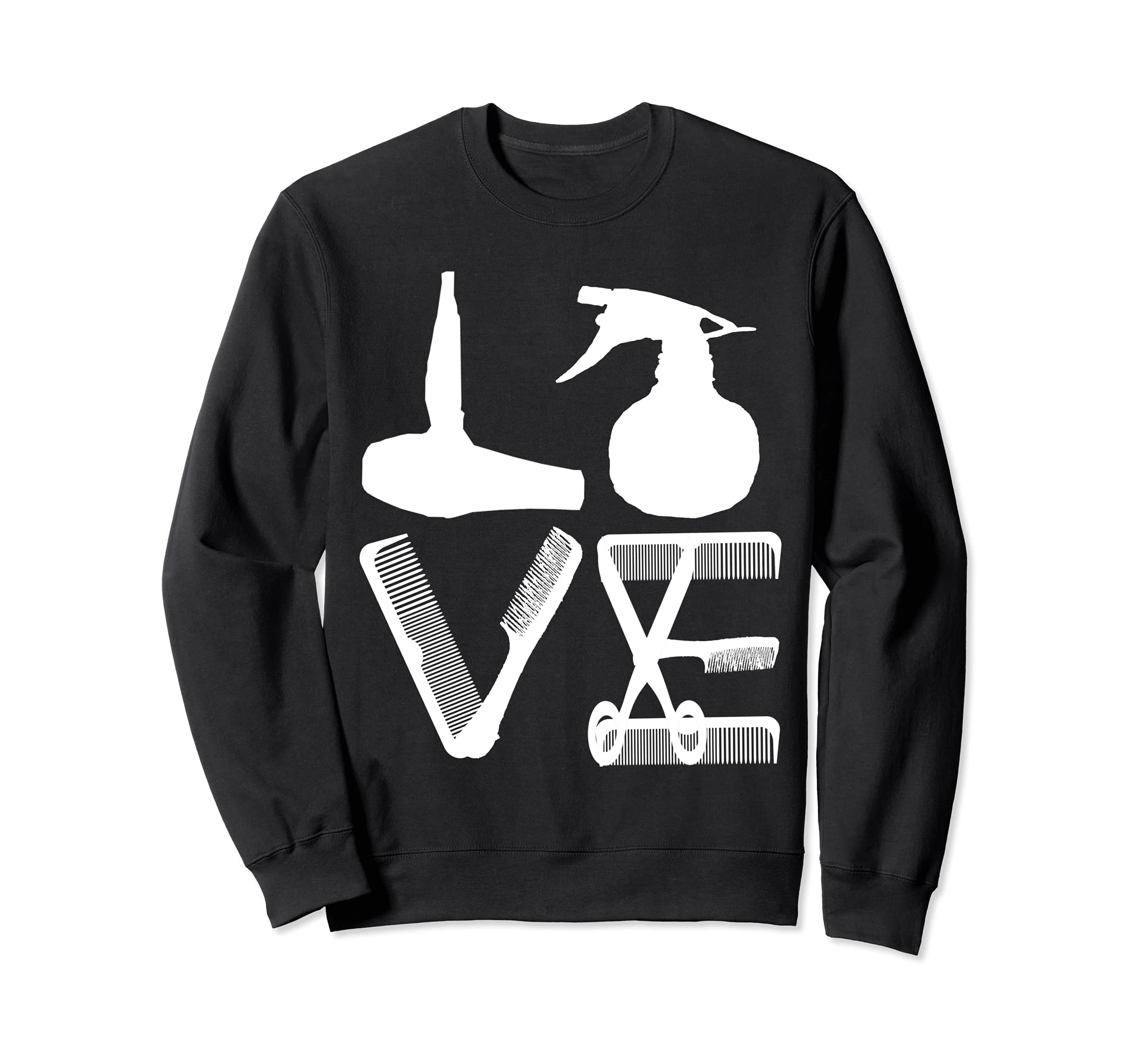 Hairdresser Love Hairdryer Scissors Barber Hair Brush Sweatshirt