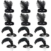 Tongcloud 12pcs 1920s Flapper Headband, Costume Flapper Headpiece for Women, Feather Headband for Gatsby Theme Party