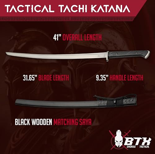 thumbnail image 2 of Tachi Katana Sword 1060 Carbon Steel Blade/Stainless-Steel Guard & Pom – Highlander Knives And Swords 2 of 12