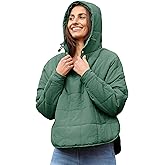 QIBABU Womens Oversized Hooded Puffer Jacket Lightweight Pullover Hoodies Quilted Dolman Long Sleeve Warm Winter Coat