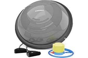 EVERYMILE Balance Ball Trainer with Resistance Bands & Pump Stability, 23.6 inch Yoga Exercise Ball for Home Gym Core Training Anti-Skid Surface