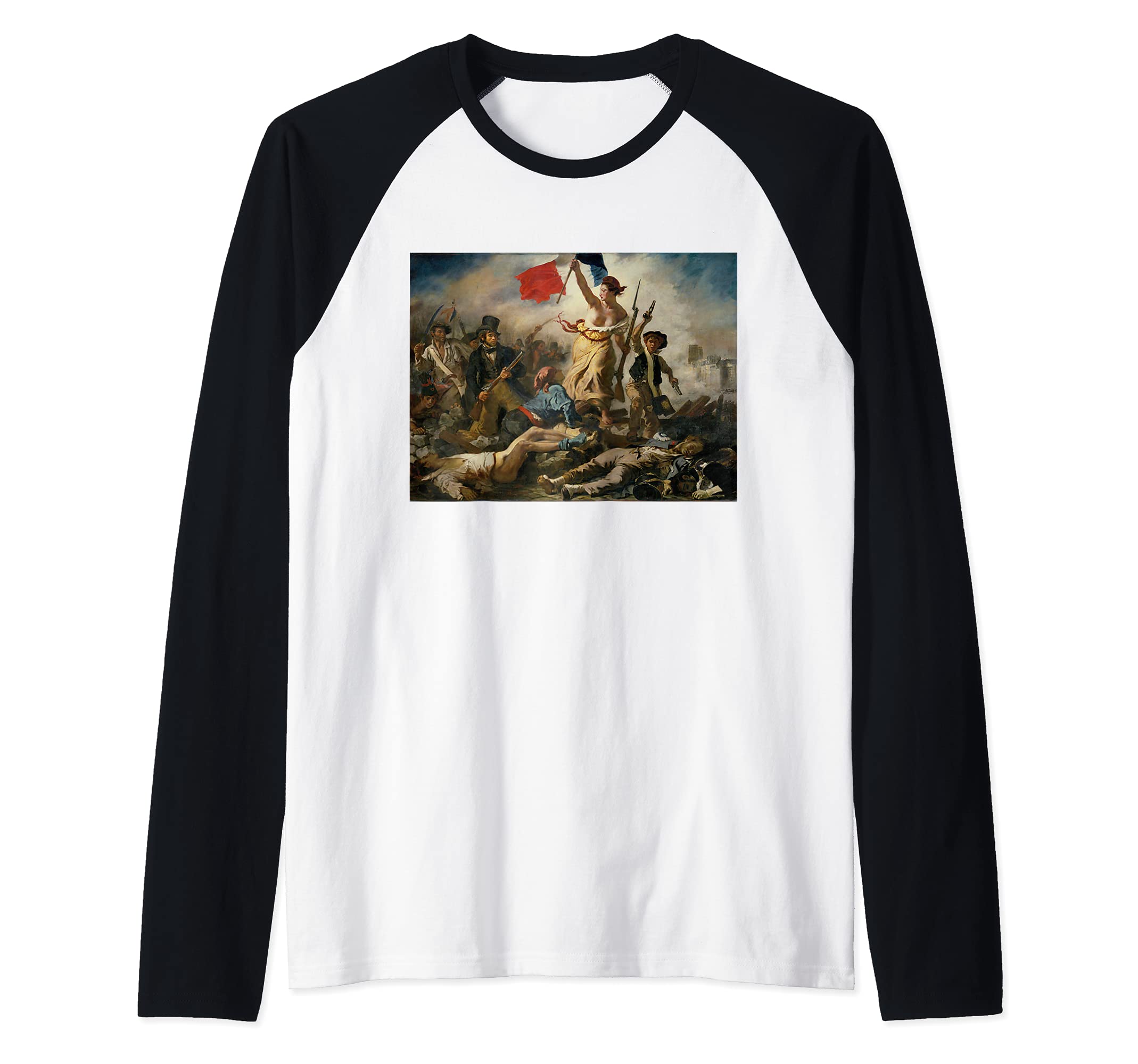 Eugene Delacroix's Liberty Leading the People Raglan Baseball Tee