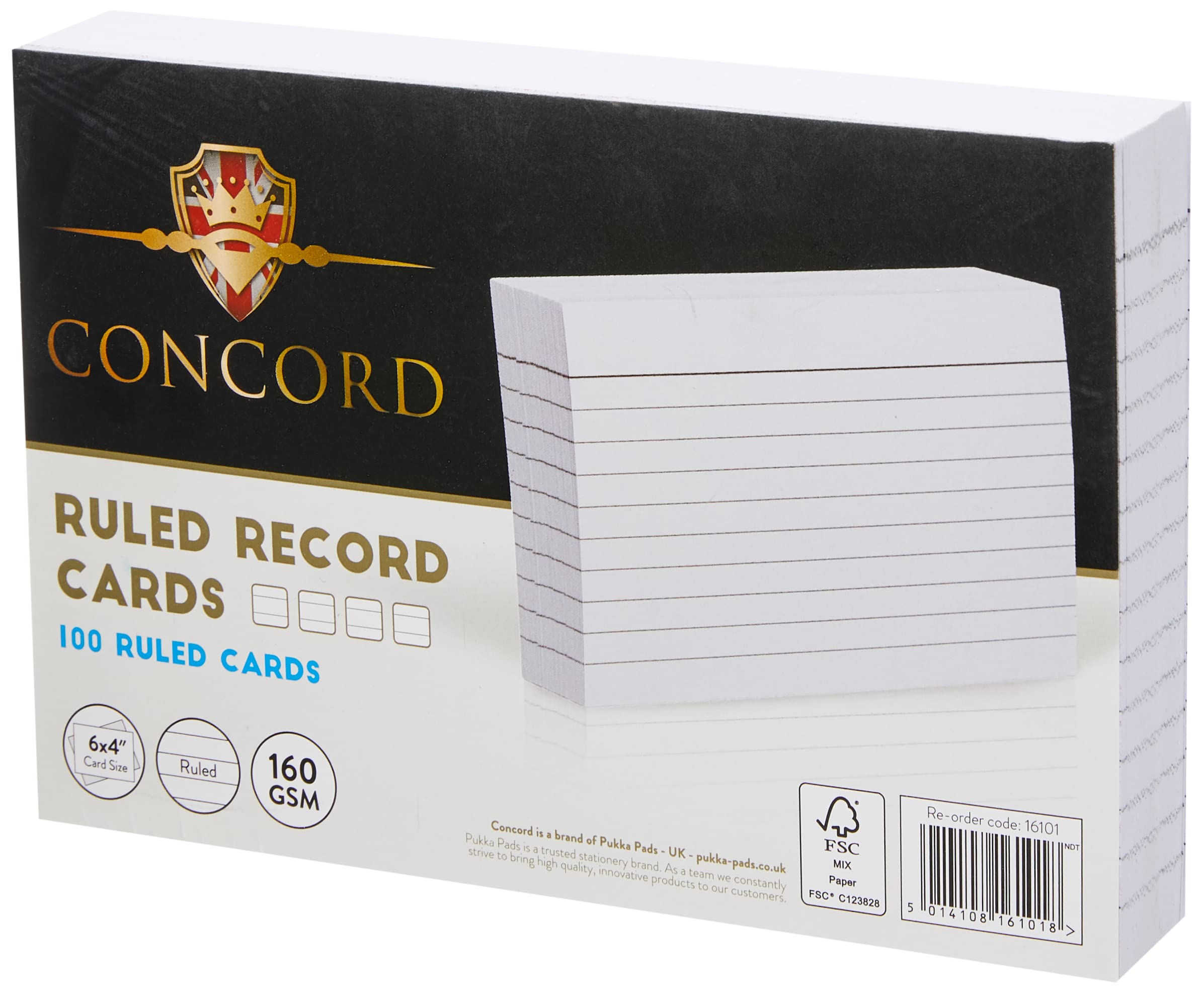 Concord Record Card Smooth Ruled 2 Sides 152x102mm White Ref 16101 [Pack of 100]