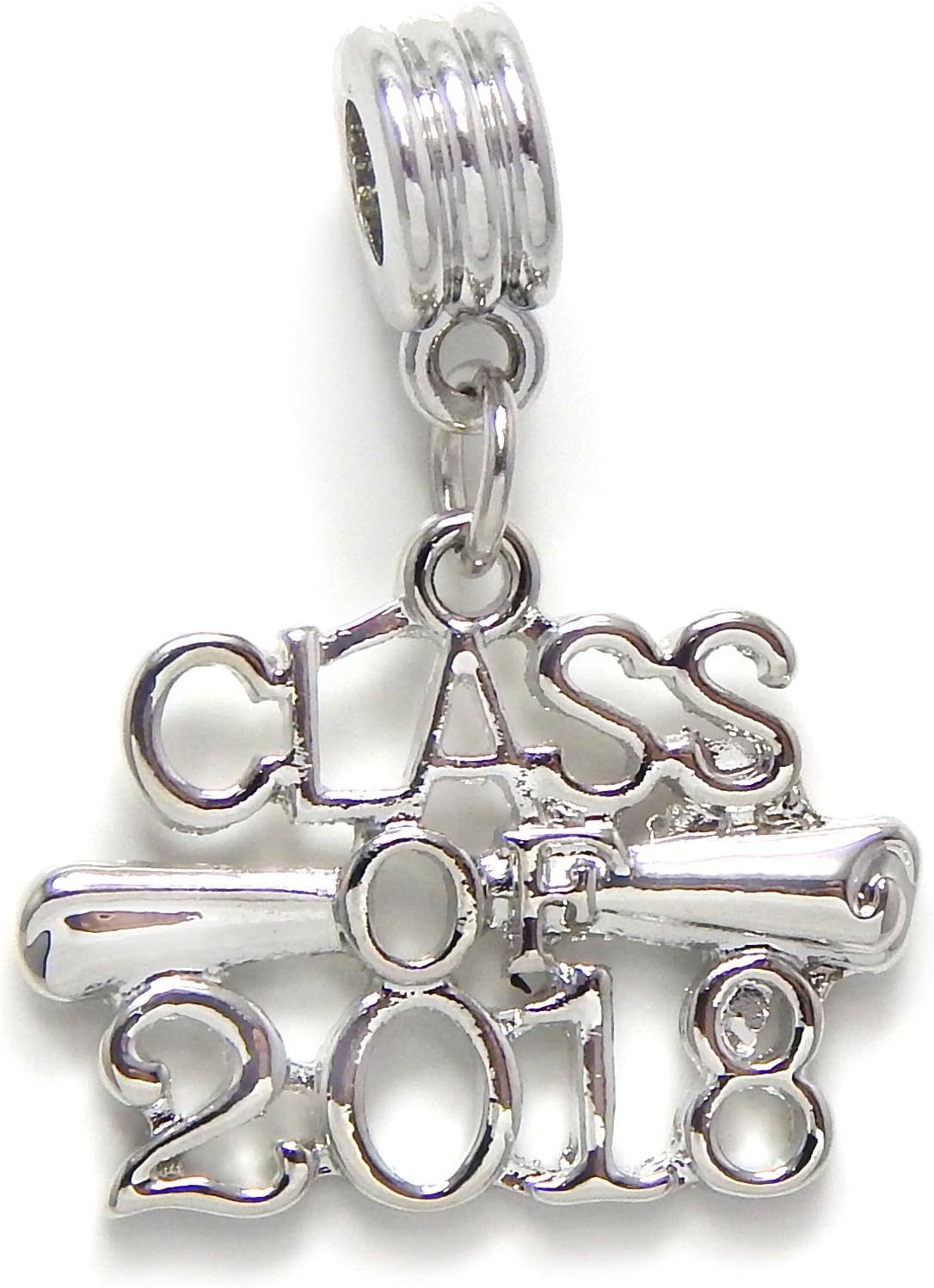 Silver Plated Dangling Lobster Clasp 2018 Graduation Clip on or Large Hole Charm for Chain Bracelets